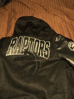 (Kids) Black Hooded Toronto Raptors varsity jacket